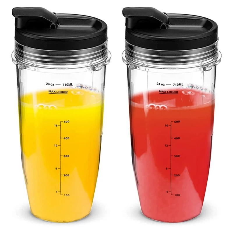 2 Pack Replacement 24 Oz Blender Cups with Lid for Auto IQ BL450 BL480 NN102 Blender Accessories-A79M view 2
