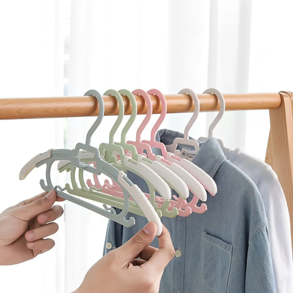 

10pcs Anti-slip Clothes Hangers Kids Children Baby Adjustable Retractable Plastic Hanger for Nursery Closet Home