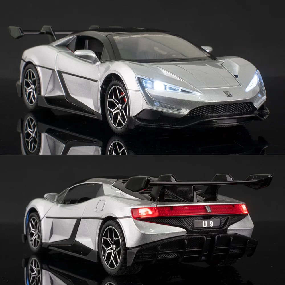 1:32 LOOK UP AT U9 symulacja modeli samochodów sportowych ze stopu, kolekcjonerskie ozdoby, luksusowe zabawki dla chłopców, prezenty urodzinowe