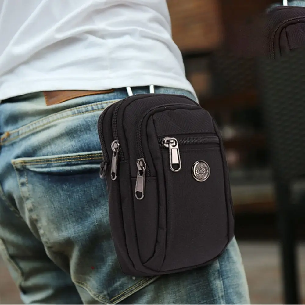 Men Women Waist Pack Hook Male Belt Bags Purse Cell Mobile Phone Case Cover Waterproof Oxford Small Messenger Fanny Bags