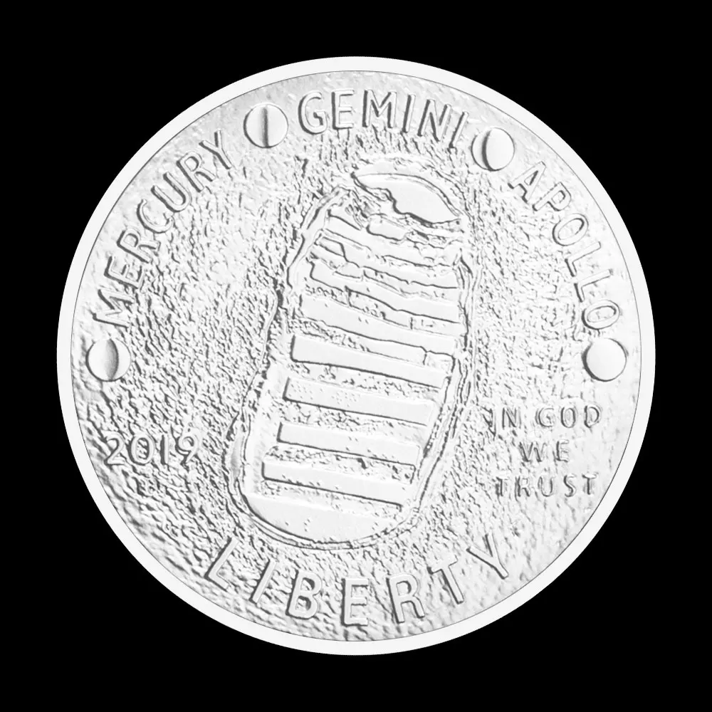 عملة تذكارية مطلية بالفضة قابلة للتحصيل ، الذكرى السنوية الخمسين لهبوط أبولو القمر ، نسخة باسو ريليفو ، عملة تذكارية #5