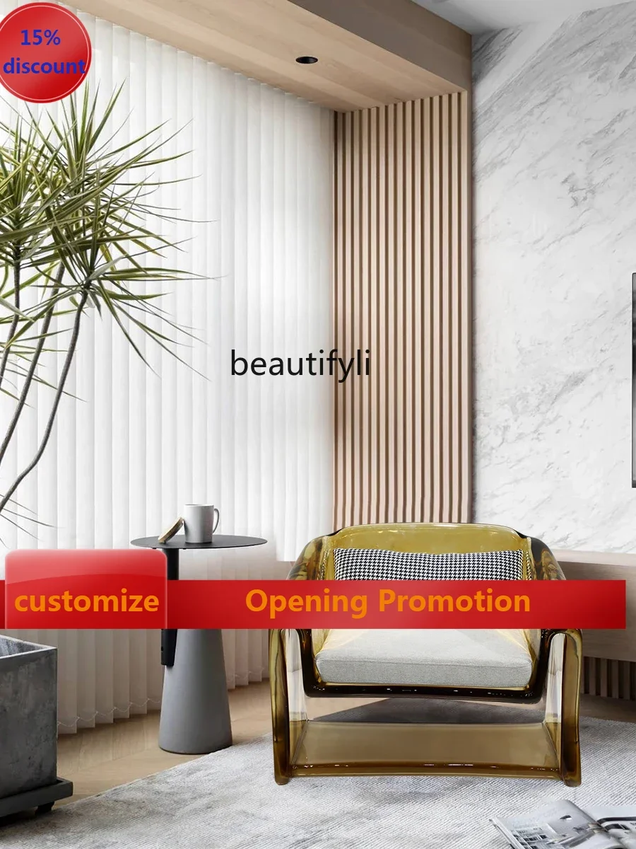 

B7304 ss Transparent Resin Single-Seat Sofa Chair Small Apartment Living Room Bedroom Lazy Leisure Chair Armrest Stool