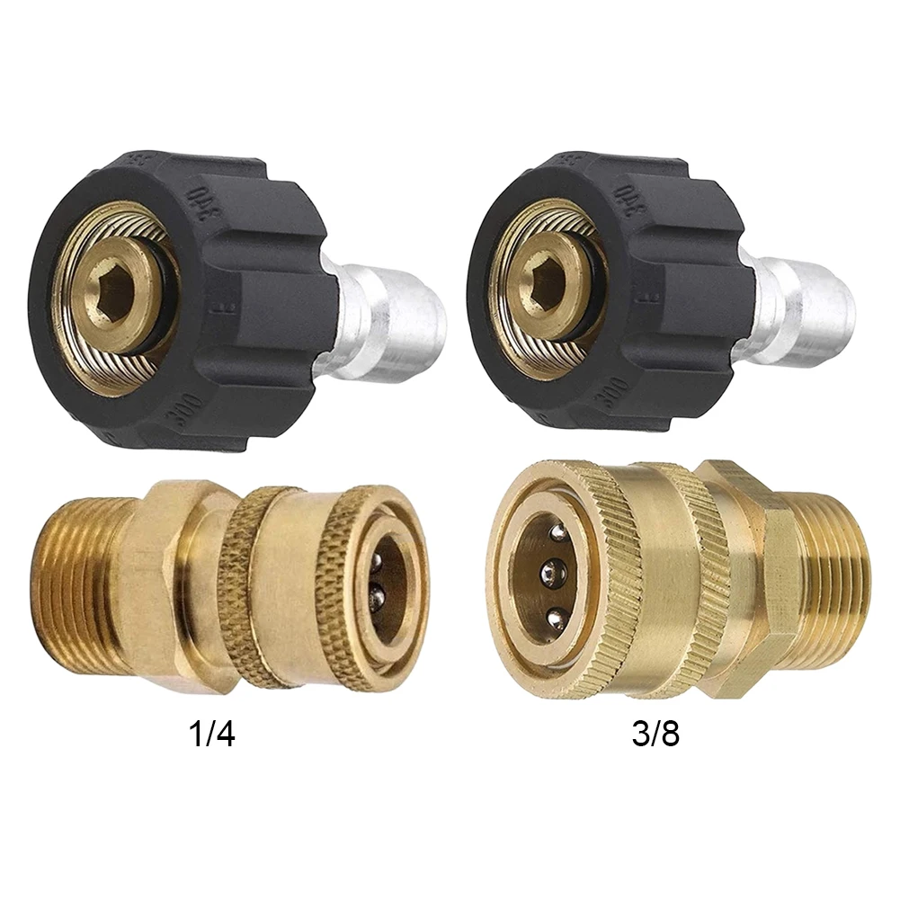 High Pressure Quick Connector Brass M22 Washer Adapter 1/4 Inch Garden Irrigation Connector 3/8 Inch Hose Fitting for Water Pipe