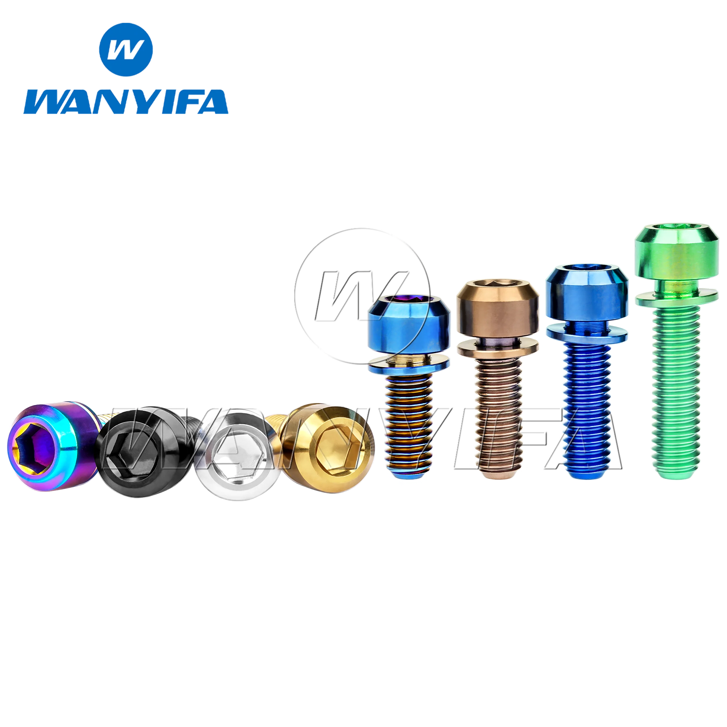 Wanyifa Titanium Bolt M6x16/18/20/25/30/35mm Socket Head with Washers Bicycle Disc Brake Adapter Mount Bicycle Ti Screws