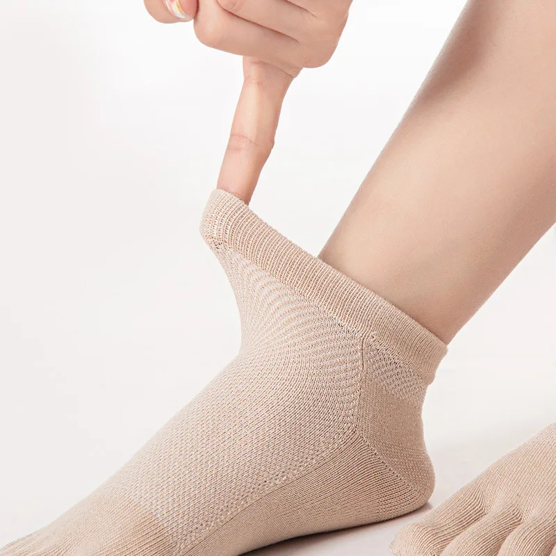 5 Pairs Solid Cotton Ankle Toe Socks Woman Mesh Five Finger Socks Spring Summer Breathable Casual Sport Socks calcetines mujer
