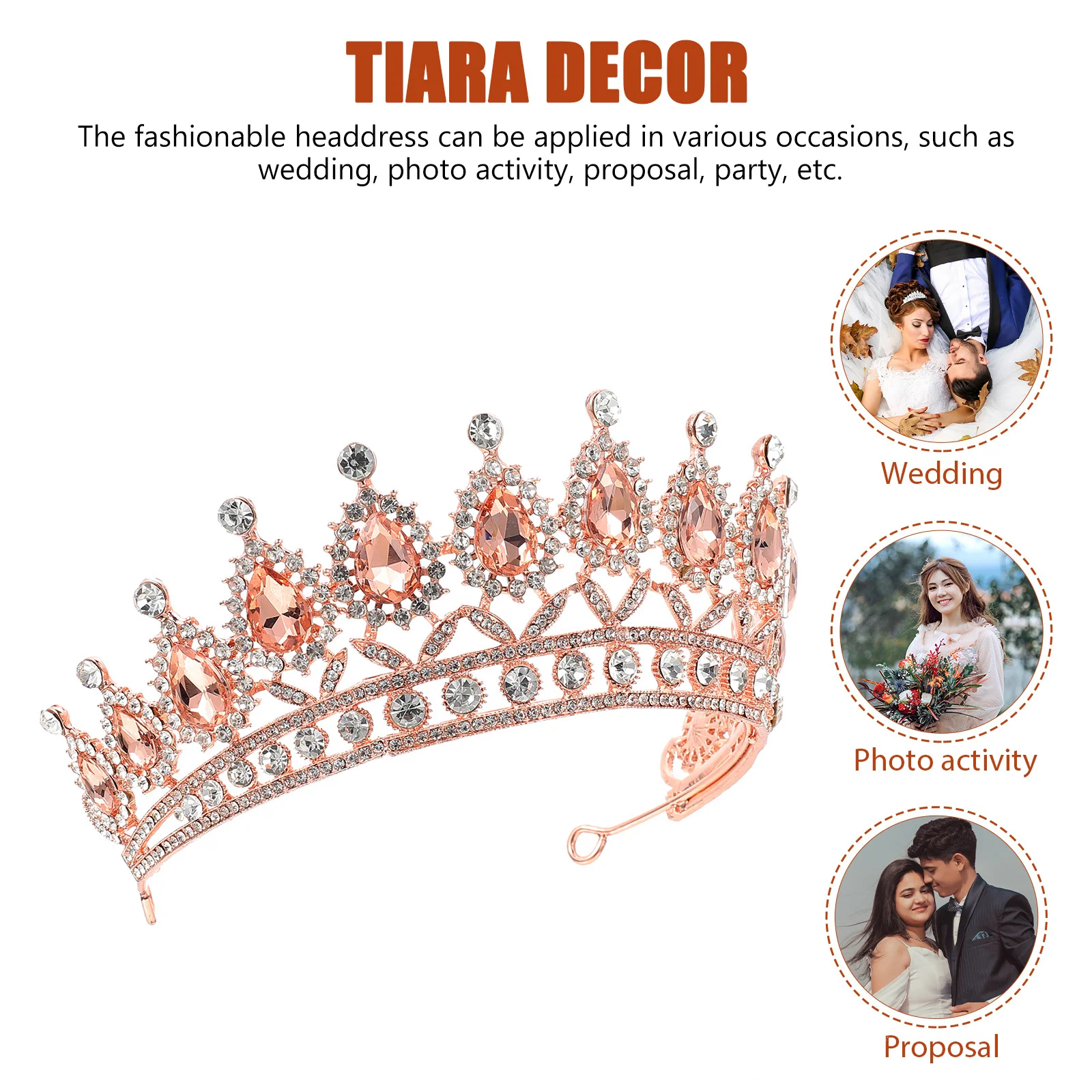 

Bride Tiara Decorative Rhinestone Crown Wedding Headdress Lightweight Comfortable Fit for Long Wear Fashion Crown for Women
