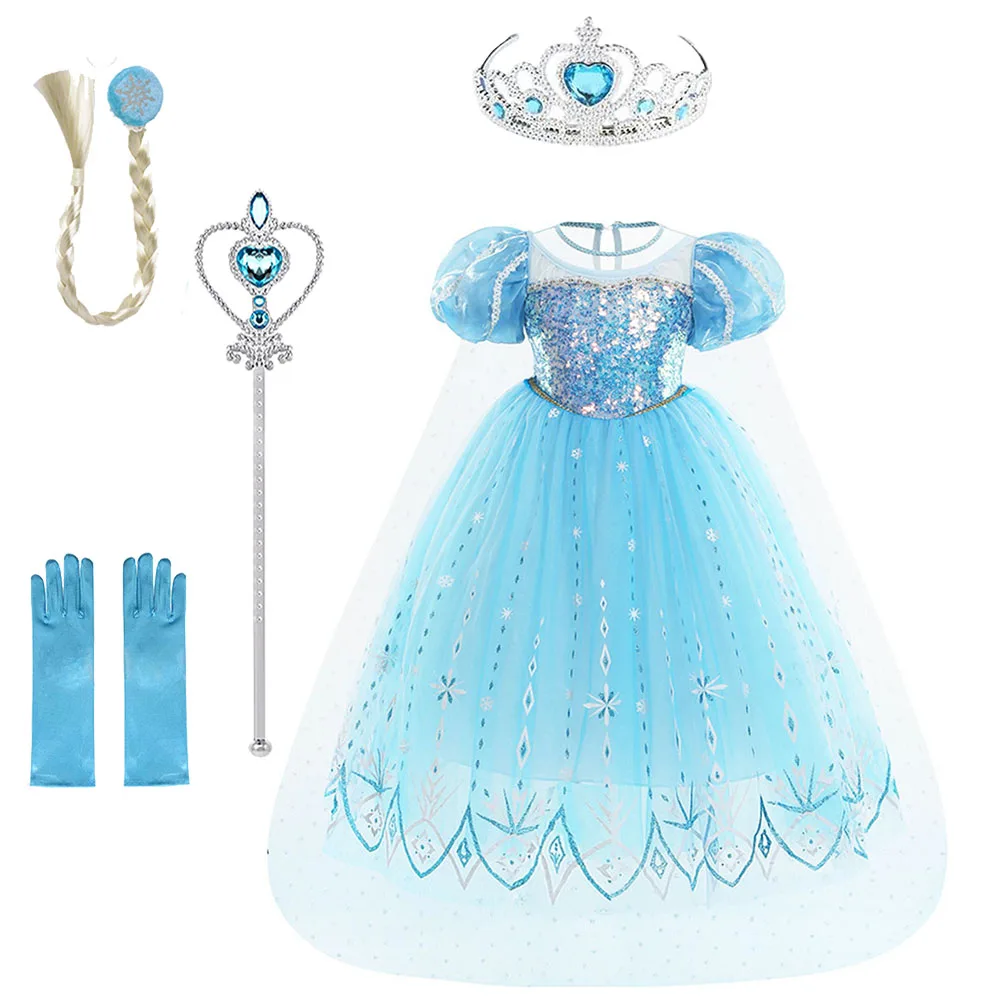 

2023 Princess Elsa Costume Halloween Christmas Girls Toddler Princess Dress Up Cinderella Cosplay Queen Snow Rapunzel