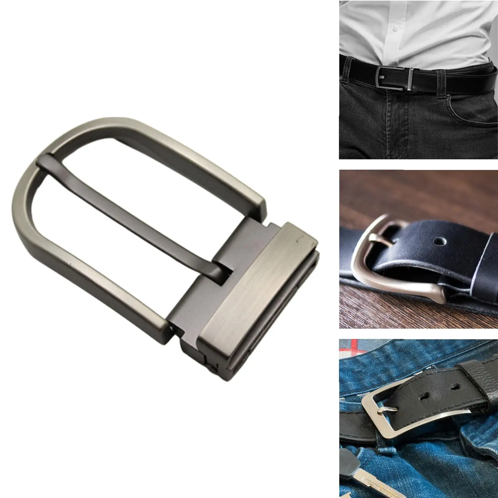 Ceinture Réversible en Métal pour Homme, Sangle en Cuir, Alliage de Zinc, Business, Mode Décontractée, Broche Rectangulaire, 37mm-39mm