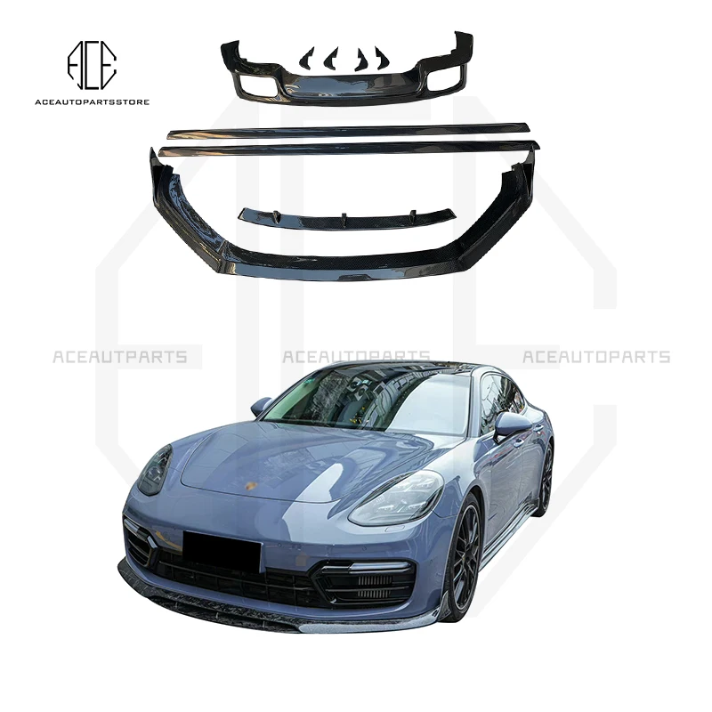 For Porsche Panamera 971/ Turbo 2017 2018 2019 2020 Carbon Fiber Front Rear Bumper Diffuser Lip Spoilers Side Skirt Kit Spoiler