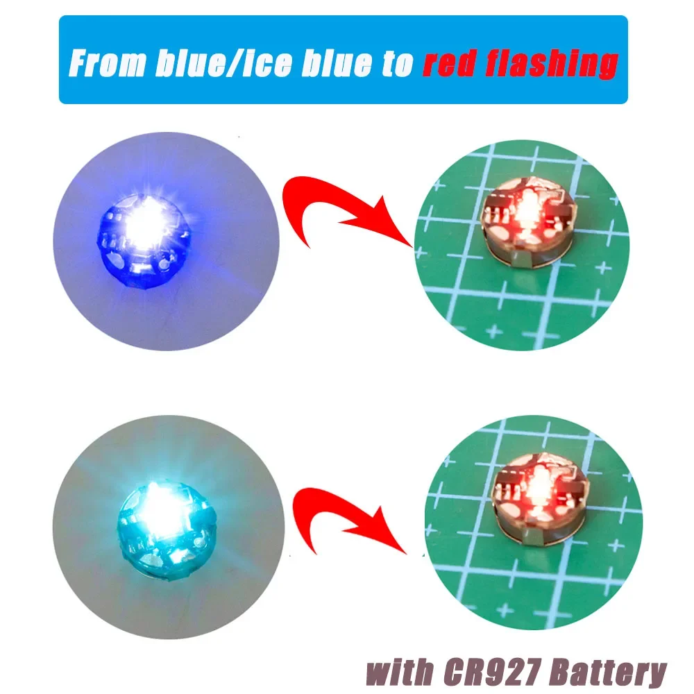 مصباح Led للتحكم المغناطيسي أزرق فاتح لاسلكي/أزرق جليدي إلى أحمر وامض لصنع نماذج ذاتية الصنع/سيارات/ديكور/مسدس هدم مع بطارية 1 قطعة