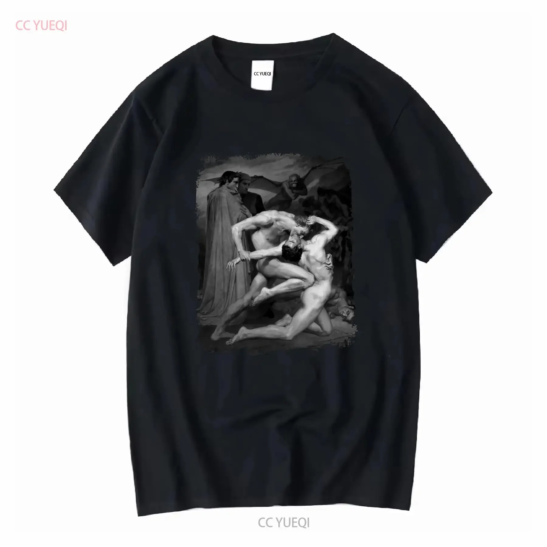 Camiseta de Dante y Virgil, comedia divina, Alighieri, oculto, satánico, pintura Inferno de Dante, mangas largas o cortas, vintage, lavado