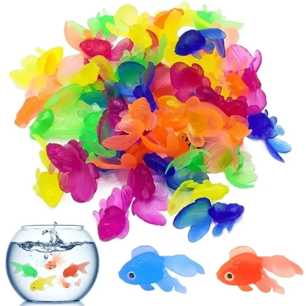 5/10PCS Floating Artificial Goldfish Realistic Rubber Fake Fish Aquarium Ornament Interactive Cat Toy