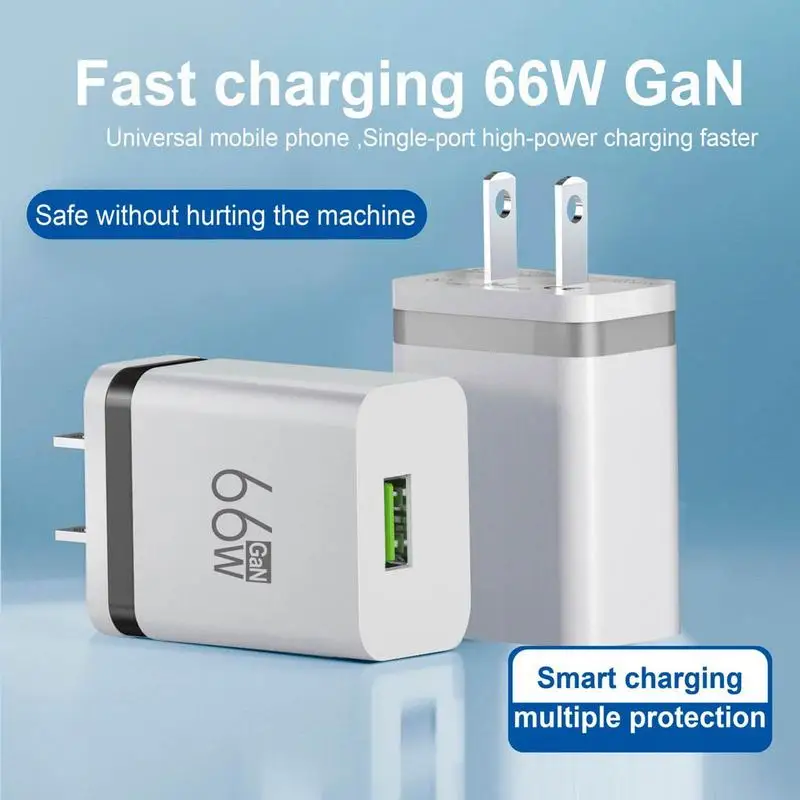 66W Fast Charging Wall Power Plug Adapter USB Charger Block US Standard Charging Head With Overcurrent Protection For Smartphone