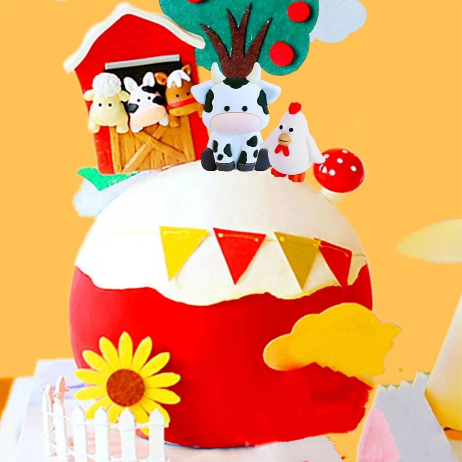 JeVenis Bauernhof Tier Kuchen Dekoration Schafe Kuchen Topper Bauernhof Tier Geburtstag Dekoration Kuh Kuchen Dekoration Schwein Kuchen Topper – Detail 5