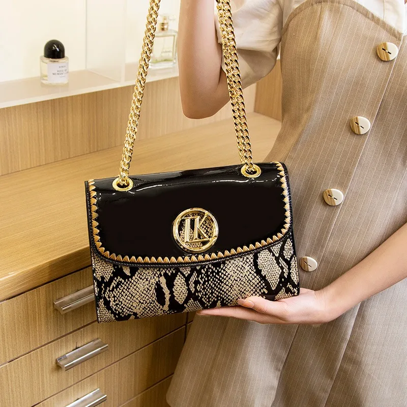 

Hot selling high-end snake patterned shiny chain bag, stylish single shoulder crossbody bag, stylish women's bag