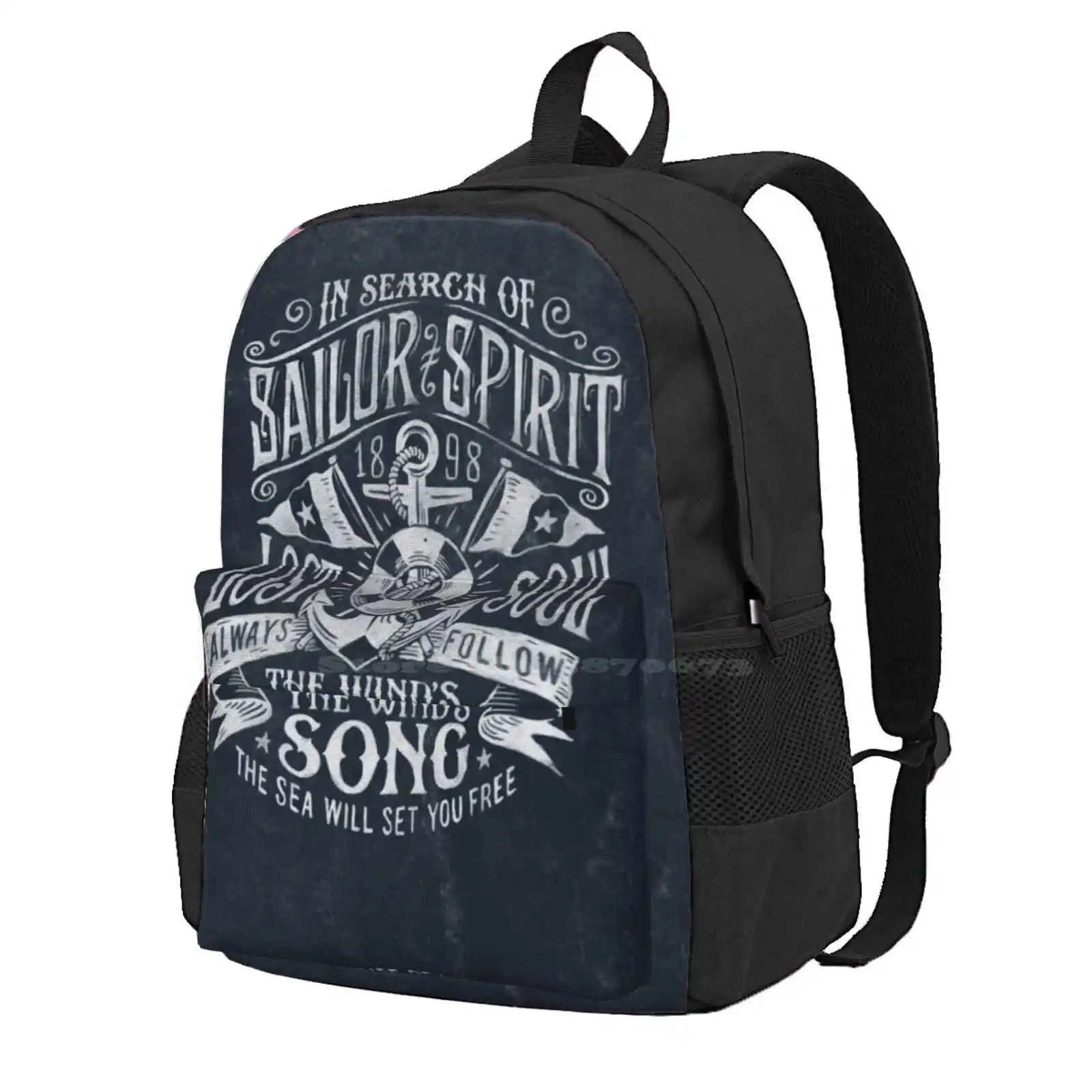 Sailor Spirit Hot Sale Schoolbag Backpack Fashion Bags Sailing Sailor Vintage Fisherman Hand Drawn Old Captain Travel Boat