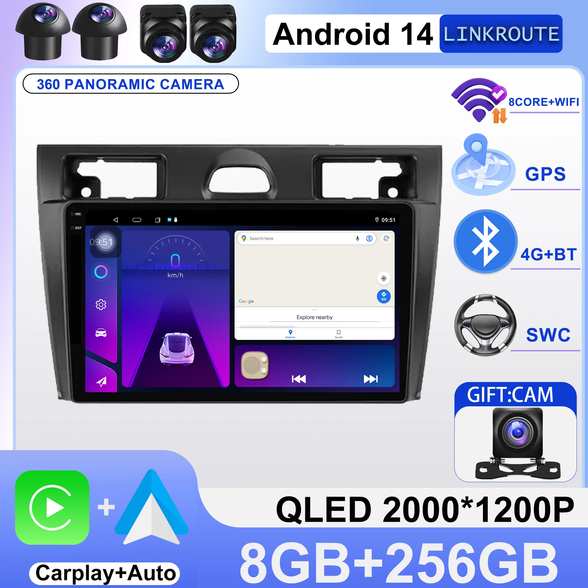 

Car Radio Android 14 For Ford Fiesta Mk VI 5 Mk5 2002 - 2008 Multimedia Video Wireless Carplay Navigation GPS Touchscreen dvd