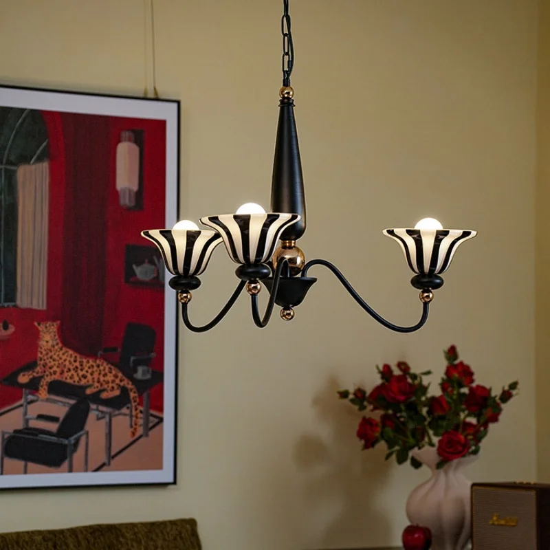 

Подвесной светильник для гостиной в стиле французского средневековья, американский ретро-светильник черно-белого цвета, высококачественный светодиодный основной светильник для столовой.