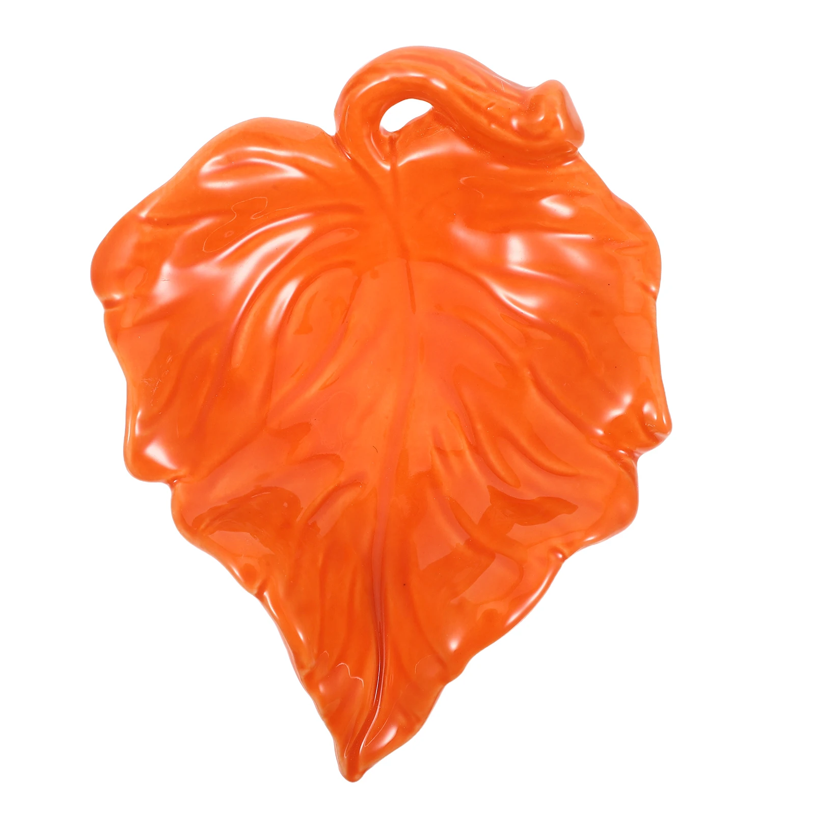 

Ceramic Leaf Shape Soap Holder Orange Self Draining Plate for Bathroom Kitchen Sink Shower Bar Bathtub Soap Saver Tray
