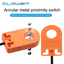 Cloweit 6MM 10MM 15MM 20MM 25MM 30MM Hole 10-30V DC 3 Wire NPN Ring Proximity Sensor Switch For Metal Screw Spring