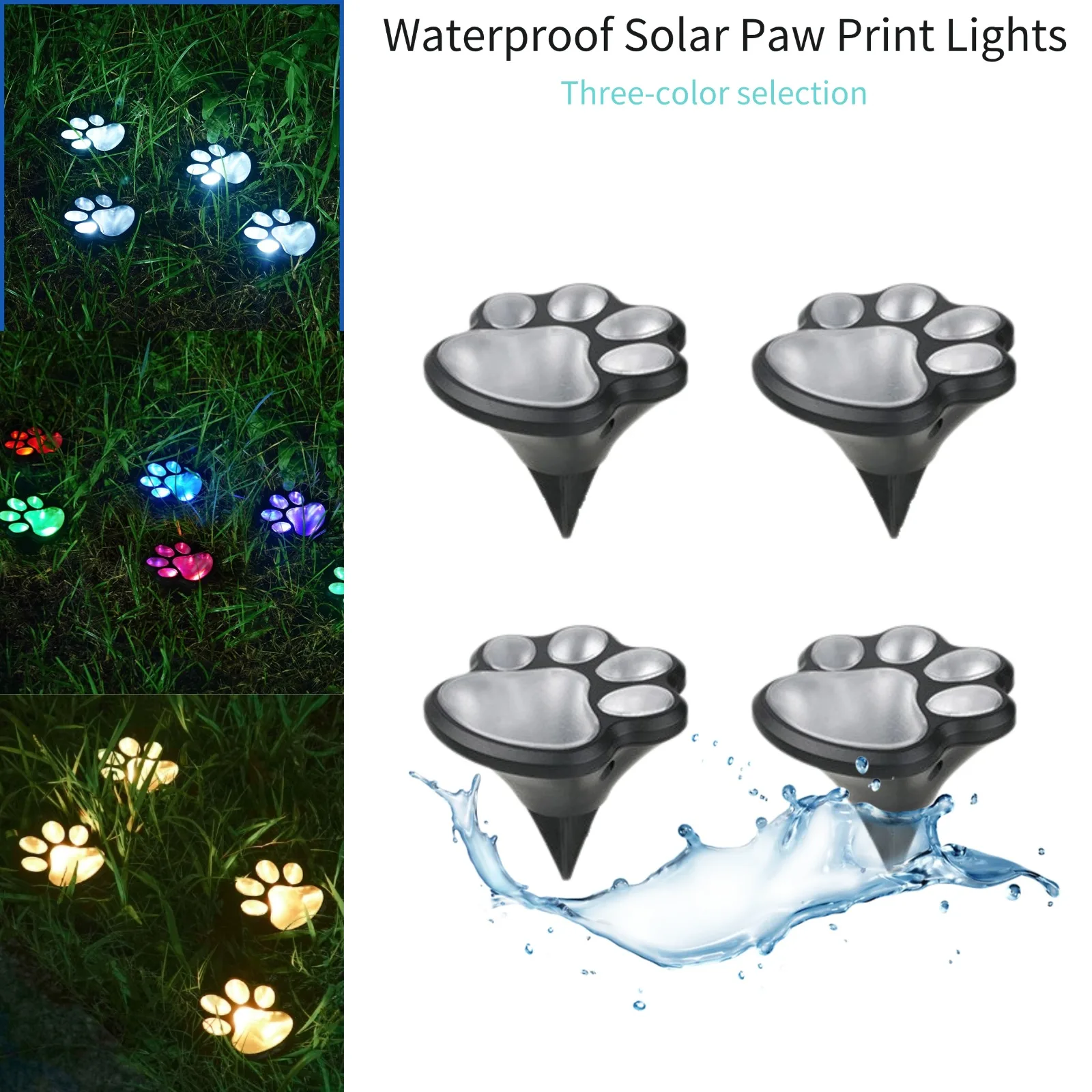 LED Solar Light Outdoor Waterproof Path Lawn Lamp Solar Cat Paw Print Underground Lights  for Home Garden Lawn Yard Decoration