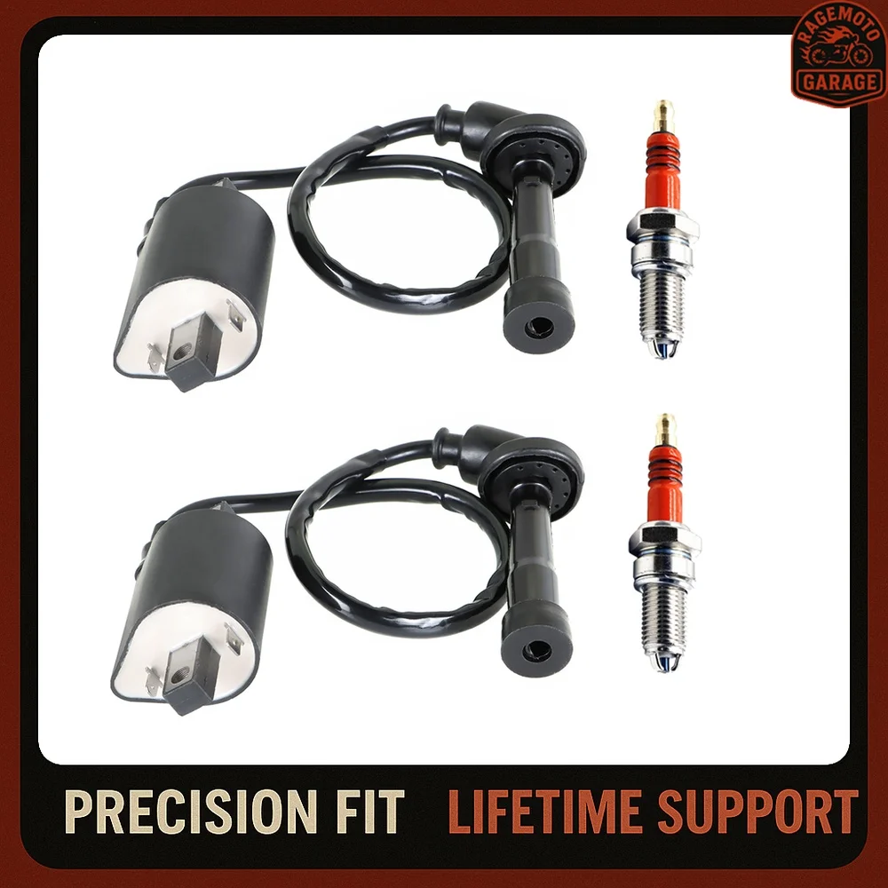 

2× Ignition Coil with Spark Plug for Yamaha V Star 650 XVS650 (1998–2016) – 4VR-82320-00