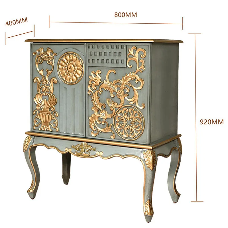 

French light luxury home is facing the entrance cabinet neoclassical solid wood carving lace cabinet retro decorative locker