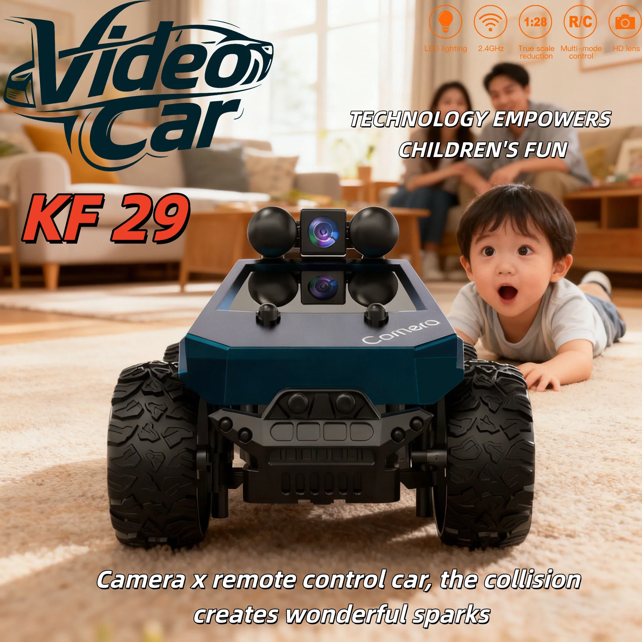 Camion FPV RC pour adultes et enfants avec caméra réglable 2,4 GHz HD vidéo en direct télécommande camion monstre tout-terrain pour débutants