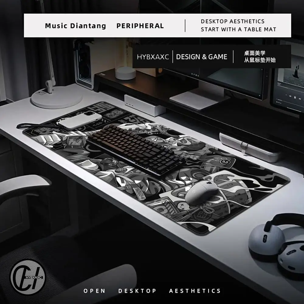 Kawaii Gray Gaming Office Desk Mat Japan Anime Mouse Pad Laptop Gamer Carpet Keyboard Large Mousepad Computer Table Mouse Mat