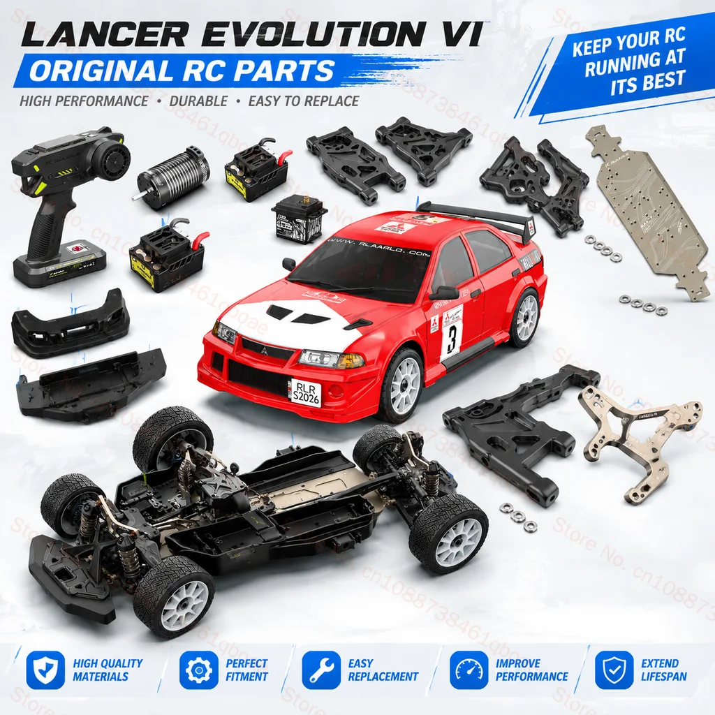 Mitsubishi EVO 6.5 1/7 Genuine parts Swing arm pin Chassis assembly Anti-roll bar Shock absorber plate motor mount motor gear Rc