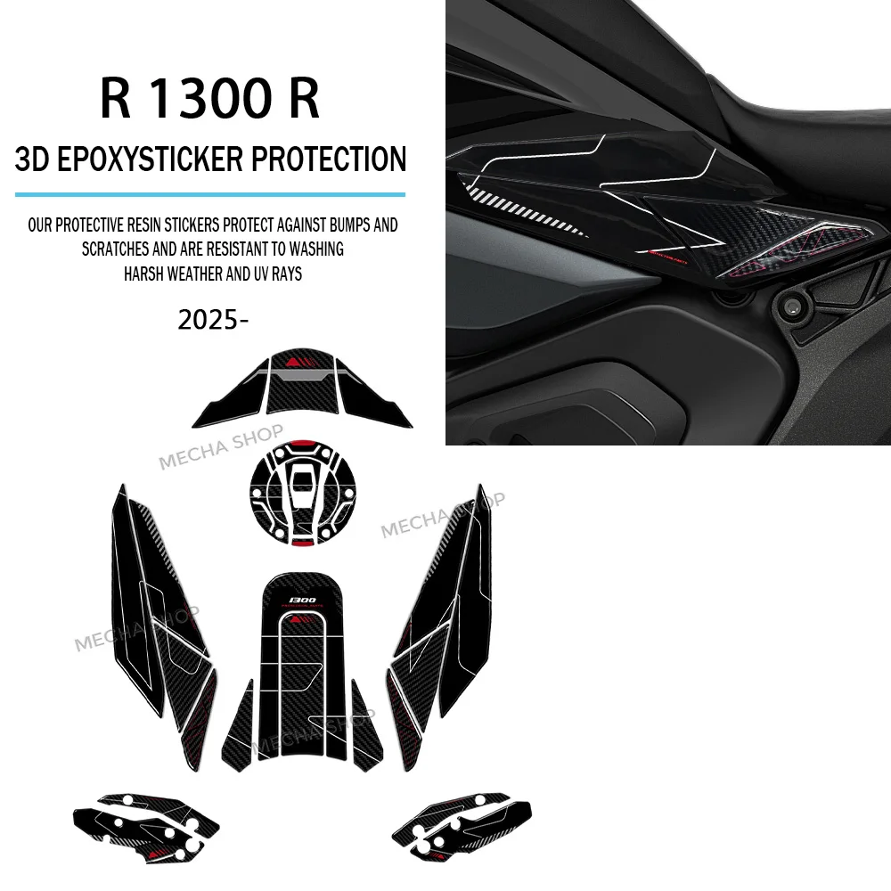 

Для R 1300 R 2025-Защита накладки на бак R1300R Аксессуары для мотоцикла 3D гелевые наклейки комплект