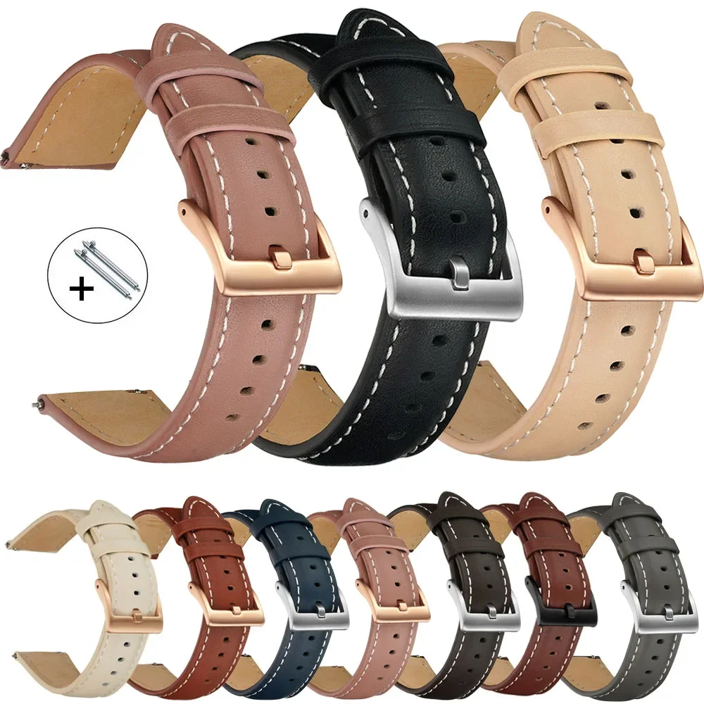 Echtes Leder Armband 14mm 16mm 18mm 20mm 22mm Frauen Männer Rindsleder Smart Uhr Strap Band gürtel Zubehör