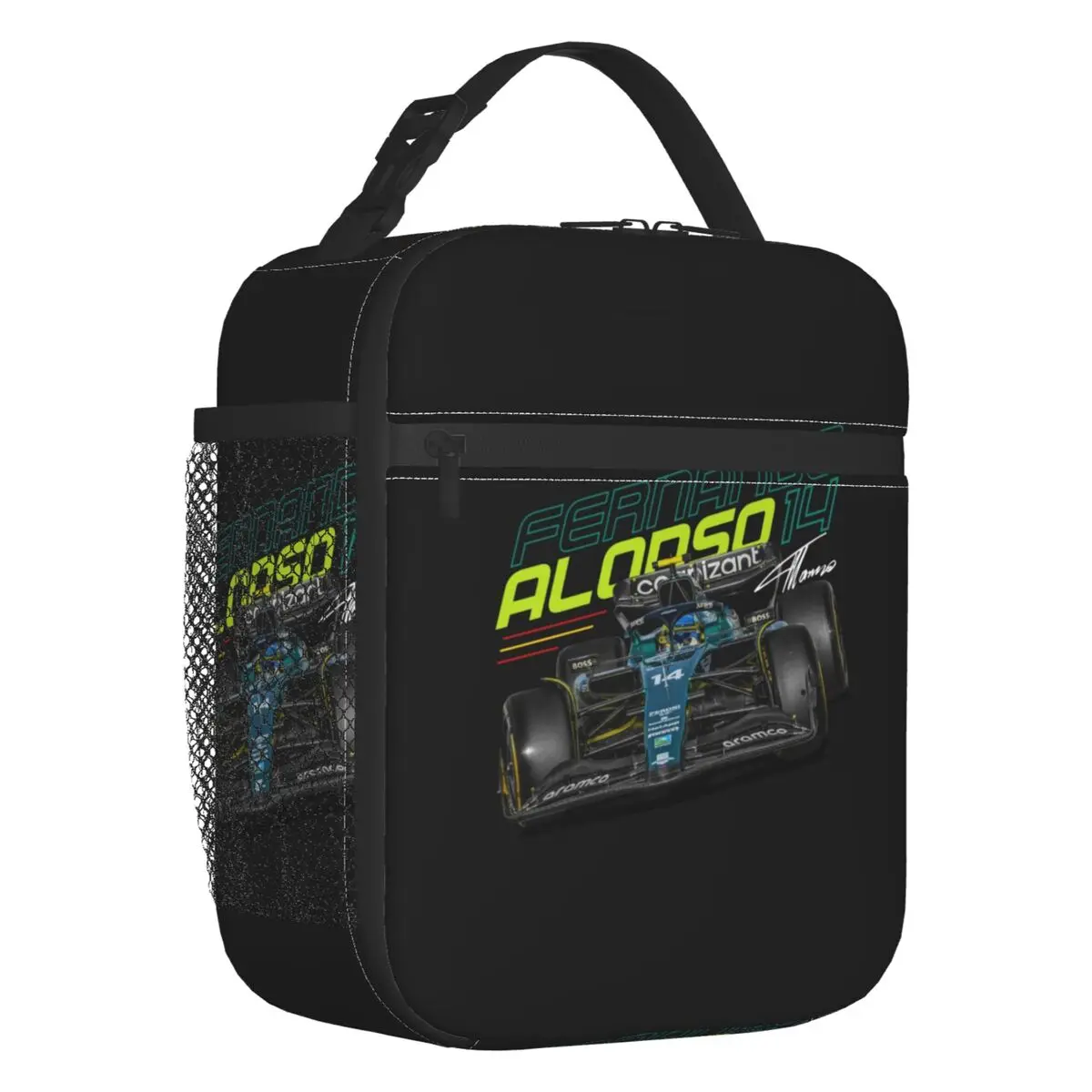 Alonso Fernando Sportwagen Geïsoleerde Lunch Tassen Voor School Kantoor Waterdichte Thermische Koeler Bento Box Vrouwen Kinderen