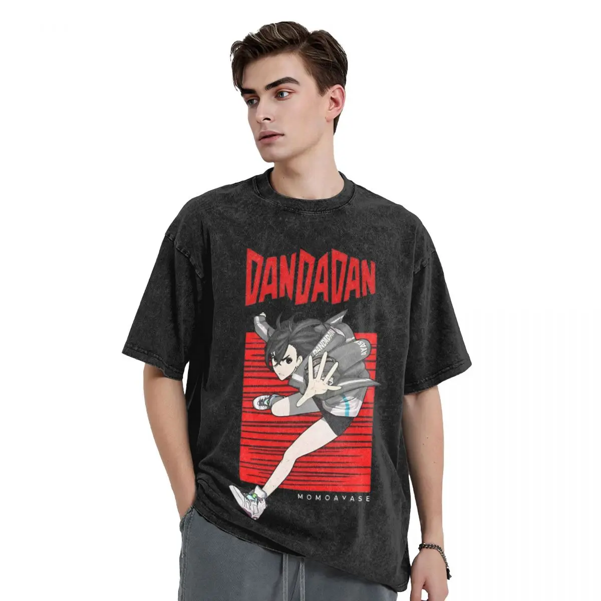 Momo Ayase From Dandadan T Shirt Hip Hop Washed 100% Cotton Oversize T-Shirt Cool for Men Women Tops Streetwear Summer Tops Tees