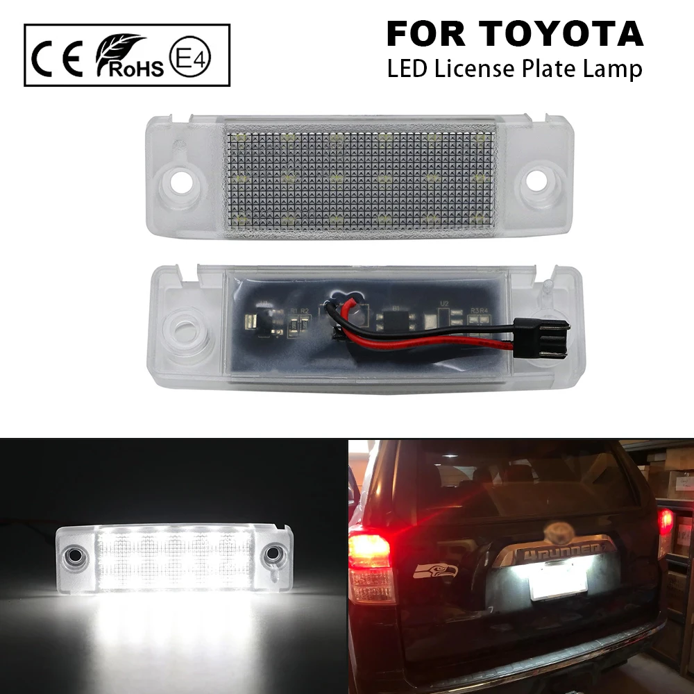 

Number Plate Lamp For Toyota 4Runner Sequoia Land Cruiser Prado 2PCS Plug&Play No Error License Plate LED Lights For Lexus GX470