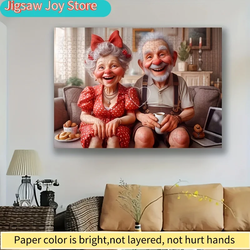 

Пазл на 1000 элементов - Веселый портрет бабушки и дедушки, сложная игра-головоломка для самостоятельной сборки, семейное развлечение, белый прямоугольный пазл