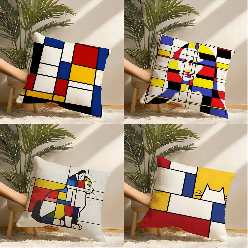 Piet M-Mondrian Art Pillow Case Pillowcase, Double-sided Printed, Sofa Cushion, Bedroom Headboard Pillow