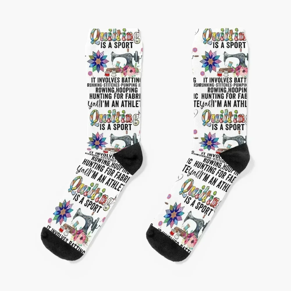 Quilting Is A Sport Socks Running retro Socks Women's Men's