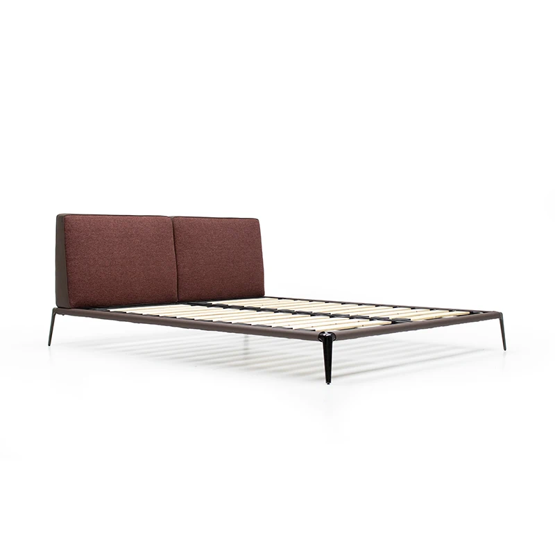 #Modern Upholstered Platform Bed Frame with Split Fabric Headboard & Metal Legs