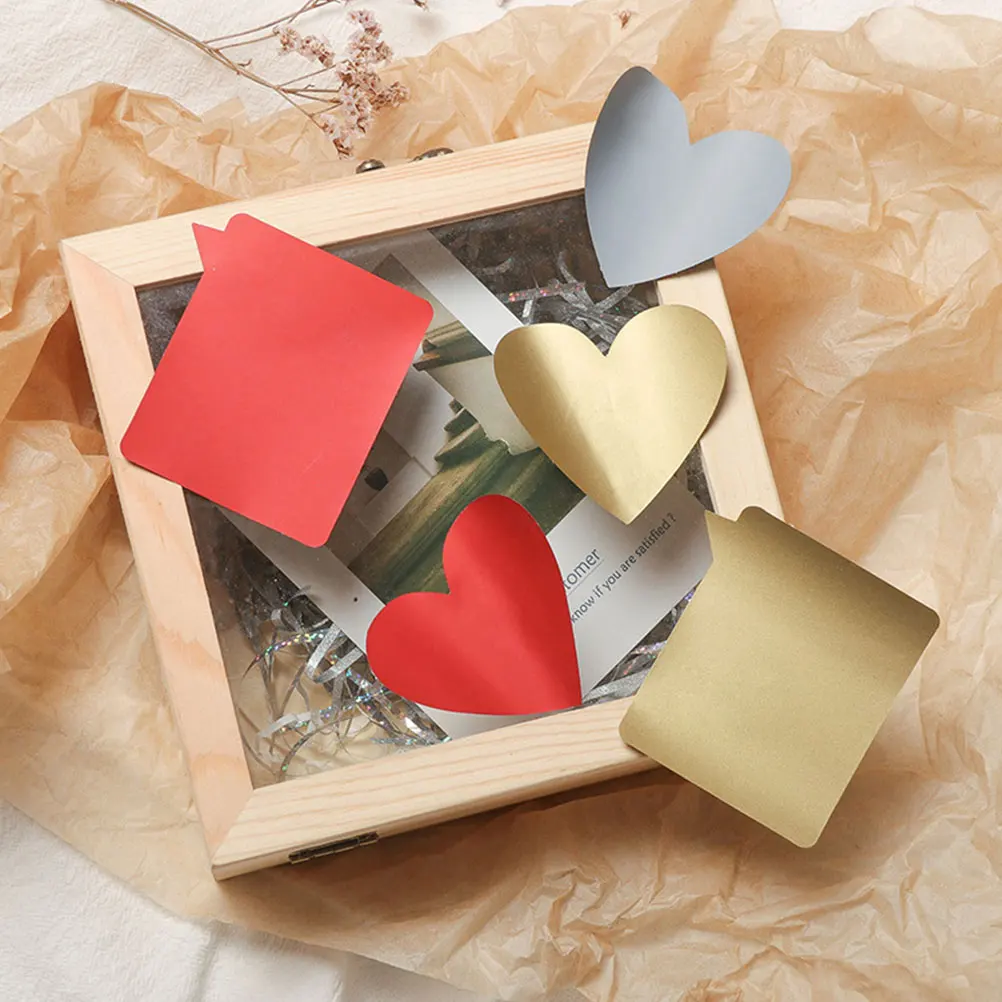 50 szt. Naklejek zdrapki z kartkami z wyznaczeniami miłości, samoprzylepne naklejki w kształcie serca do samodzielnego wykonania, dla dzieci do pisania listów.