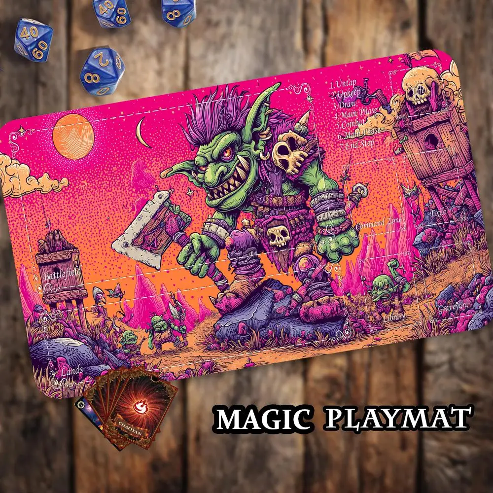 Ferocious Giant Goblin TCG Playmat Magic Card Battle Mat Non-Slip Durable 35X60CM Commander Playmat Board Game Mat for TCG