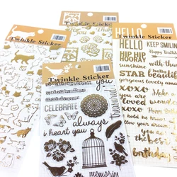 1pack/lot labels Kawaii transparent Gilding golden PET for decoration Cool phone sticker stickers Kids' DIY tool packaging label