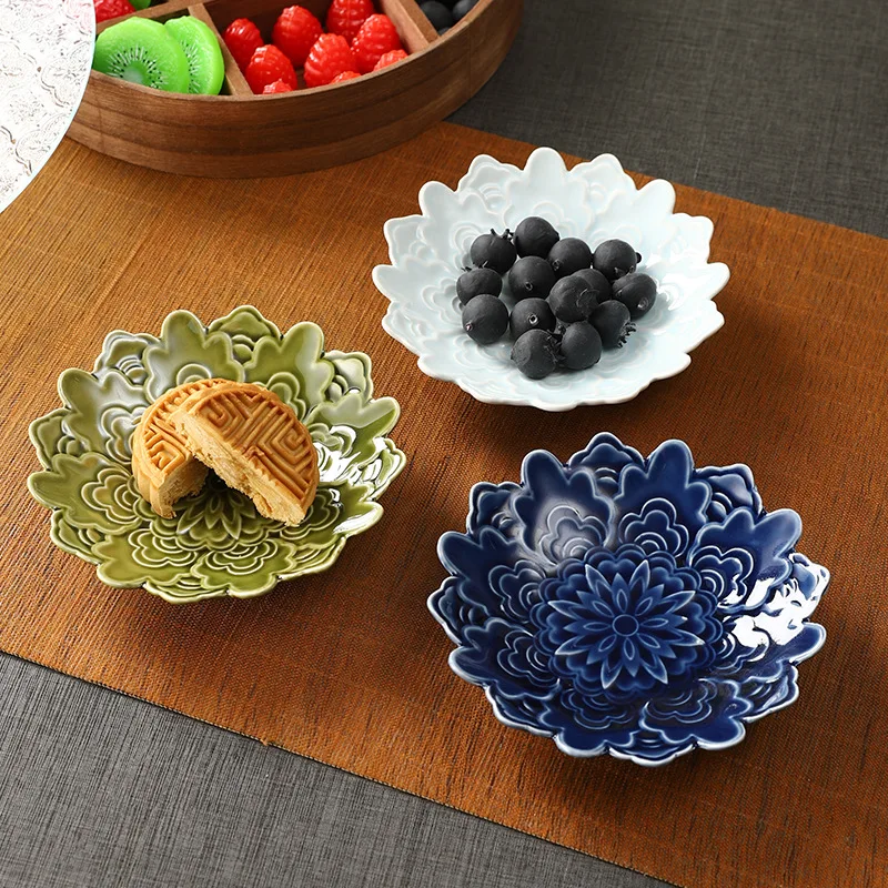 

Japanese Style Mini Ceramic Plate - Elegant Snack Dish for Nuts & Desserts, Zen Tea Party Essentials, Handmade Gift