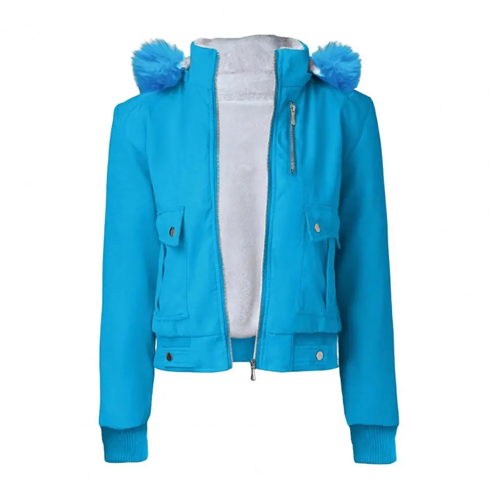 

Fashion Coat Women Streetwear 2025 Autumn/Winter Versatile Casual Zipper Thickened Long Sleeves Hooded Short Jacket For Female