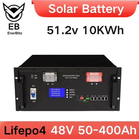 Akumulator solarny EB 51.2V 10kWh 48V 200AH LiFePO4 100AH 250AH 300Ah 400Ah RS485/RS232/CAN 32 równoległe 6000+ cykli do systemów fotowoltaicznych off-grid