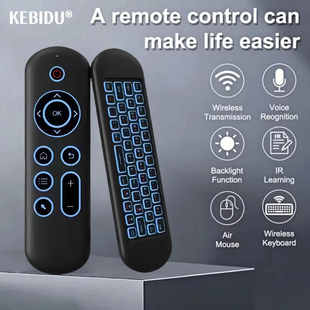 2.4G BT5.2 Dual Mode Remote Control M5 Wireless Voice Air Mouse Rechargeable With Backlit Light For Android TV Box