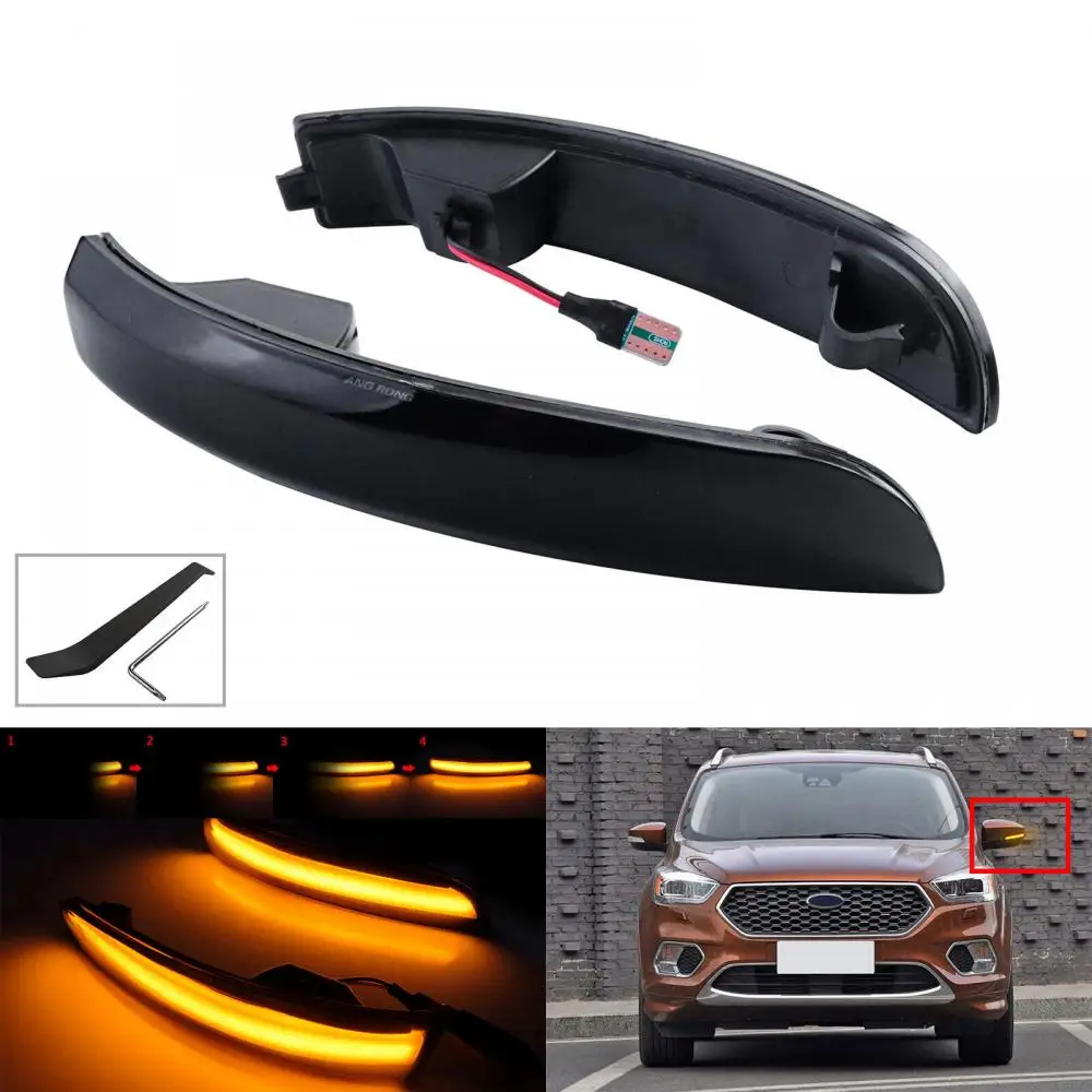 Dynamic Wing Mirror LED Indicator Signal Light L+R For Ford Kuga Escape EcoSport