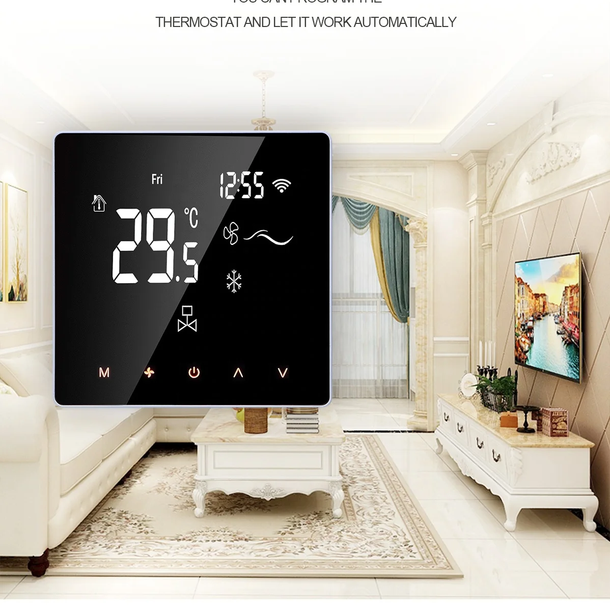 ME81F Panel Touch Screen Air Conditioner Thermostat  Room Thermostat with Weekly Programmable