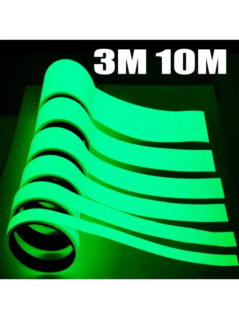AliExpress NONE 3M10M Luminous Tape Green Warning Ground Light Storage Stair Anti-Slip Sticker Bicycle Frame Warning Reflective Fluorescent Tape