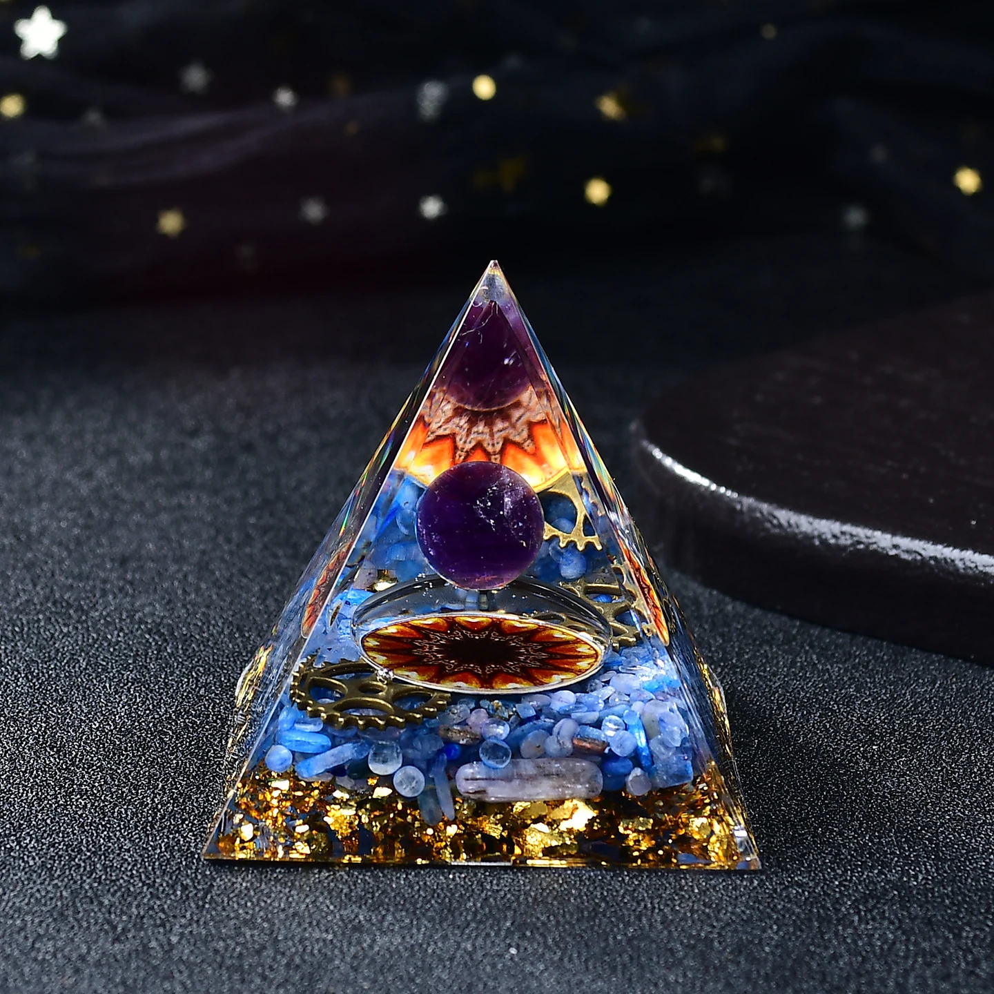 One natural lapis lazuli ball resin energy pyramid healing gemstone pebble energy stone decorative festival gift